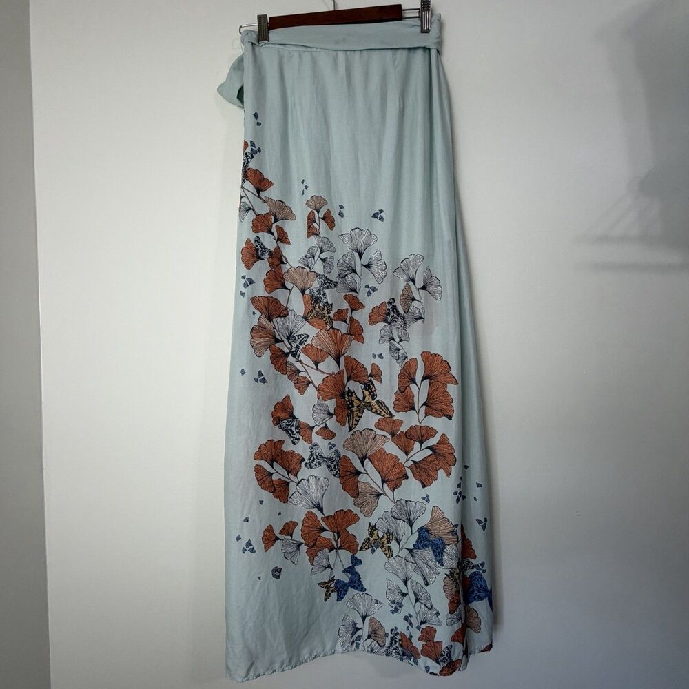 Free People Bri Bri Butterfly Maxi Skirt Blue Orange Women’s 6 Boho Spring - Picture 10 of 16
